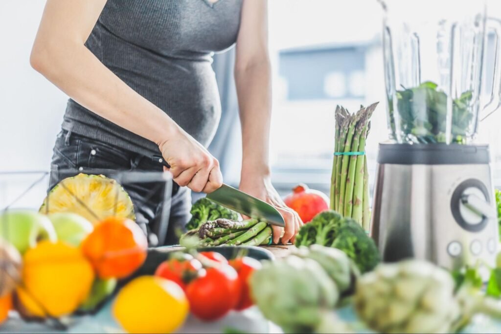 Healthy fertility diet with fruits and vegetables