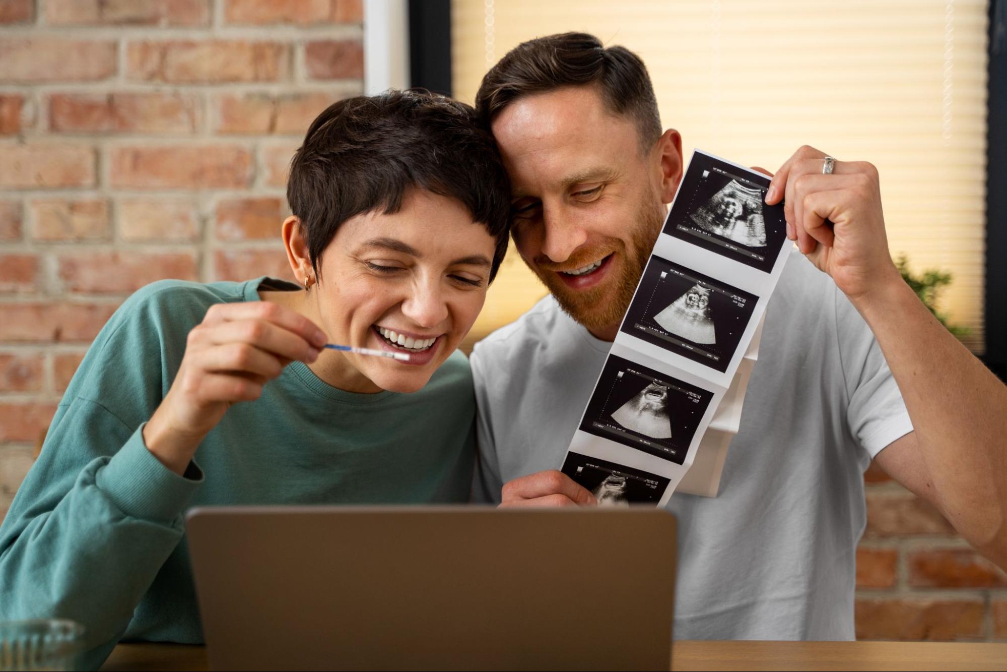 Ultrasound scan showing twin pregnancy