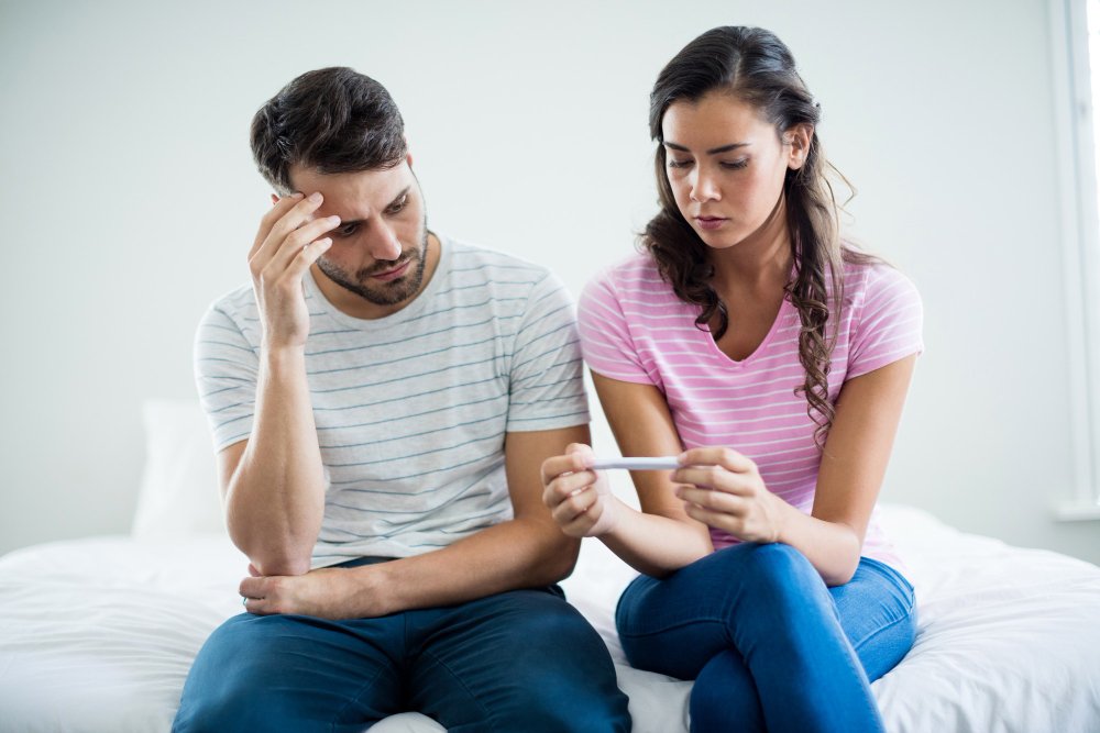 Couple consulting fertility specialist
